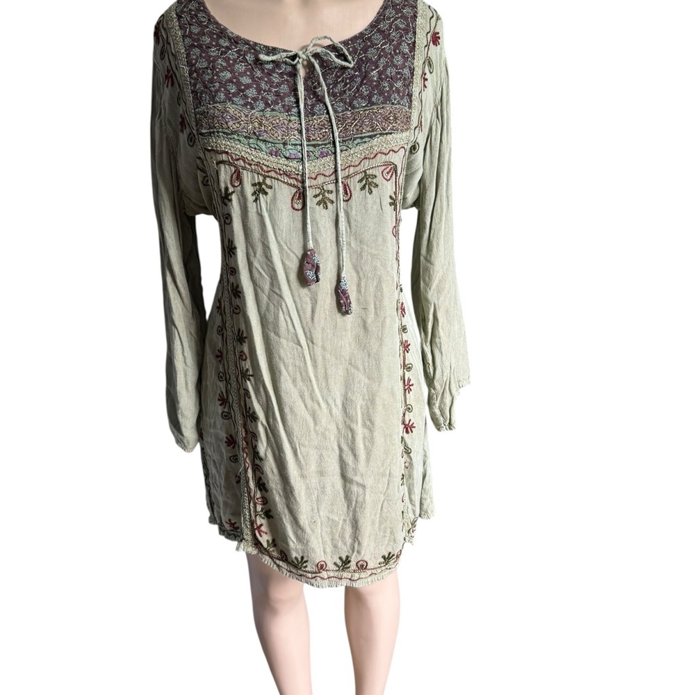 Bohemian Green Mini Dress in Dize Extra Small or Small